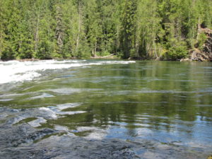 Calm water above the falls